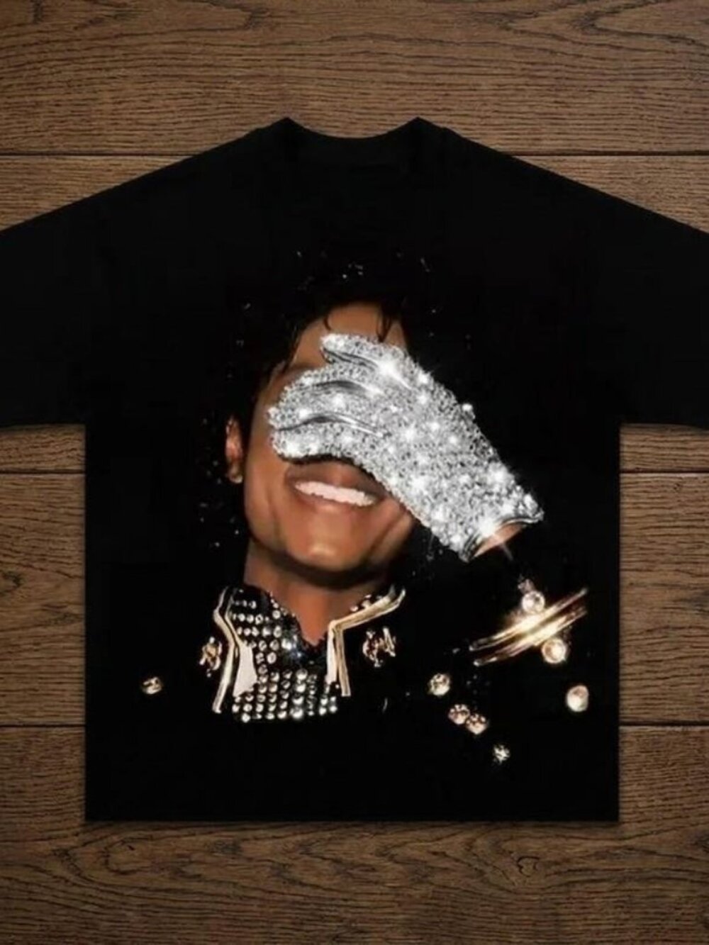 Michael Jackson Glove Graphic T-Shirt, 90s King of Pop Tee - Picture 2 of 5